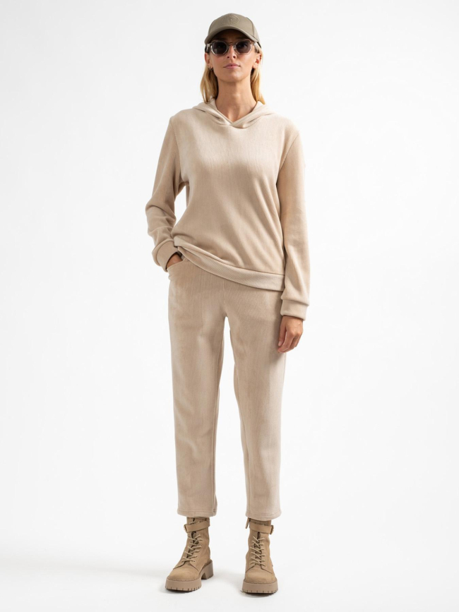 Sweat à capuche velours dooltin beige femme - Sun Valley