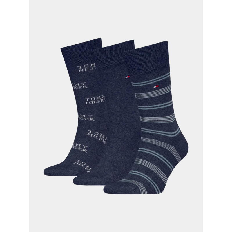 Coffret 3 paires de chaussettes logo bleu homme - Tommy Hilfiger