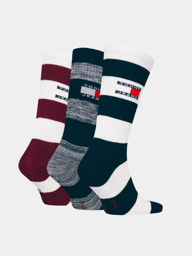 Coffret 3 paires de chaussettes rayées blanc homme - Tommy Jeans