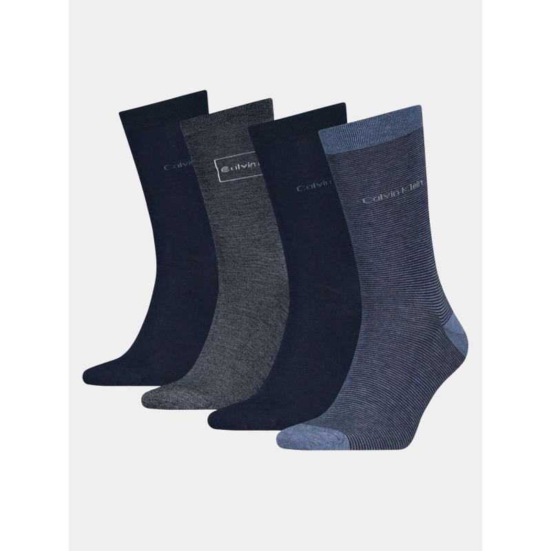 Coffret 4 paires de chaussettes bleu gris homme - Calvin Klein