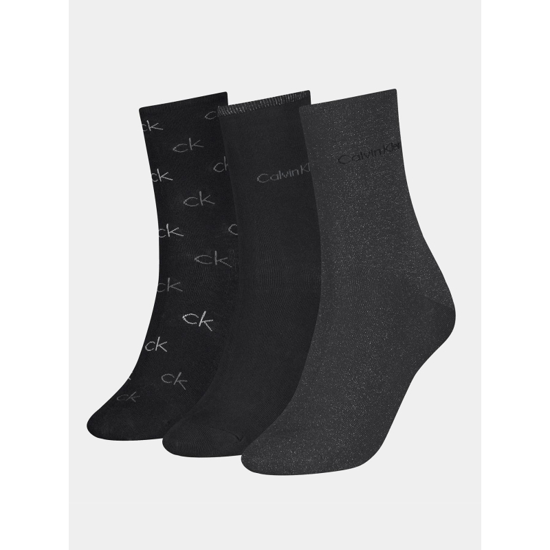 Coffret 3 paires de chaussettes logo noir femme - Calvin Klein