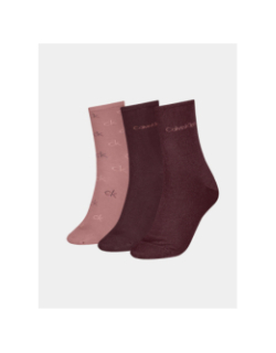 Coffret 3 paires de chaussettes bordeaux femme - Calvin Klein
