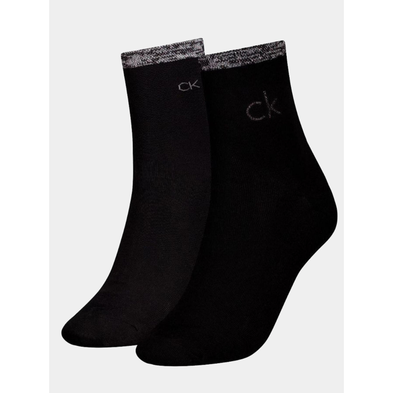 2 paires de chaussettes shiny logo noir femme - Calvin Klein