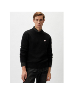 Pull en coton logo triangle bleu marine homme - Guess