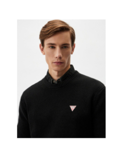 Pull en coton logo triangle bleu marine homme - Guess