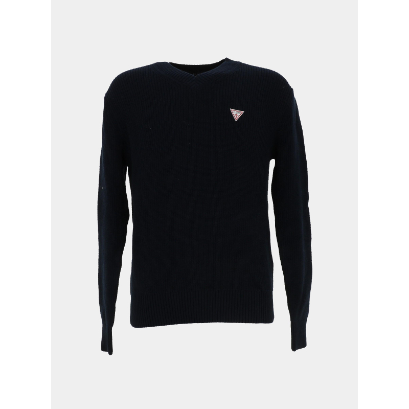 Pull en coton logo triangle bleu marine homme - Guess