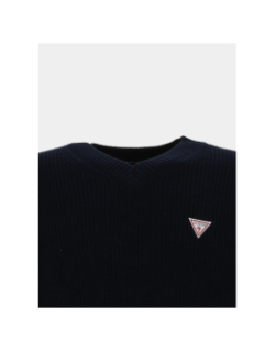 Pull en coton logo triangle bleu marine homme - Guess