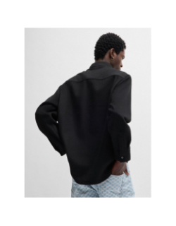 Chemise oversize en flanelle brossée elbolt noir homme - Hugo
