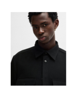 Chemise oversize en flanelle brossée elbolt noir homme - Hugo