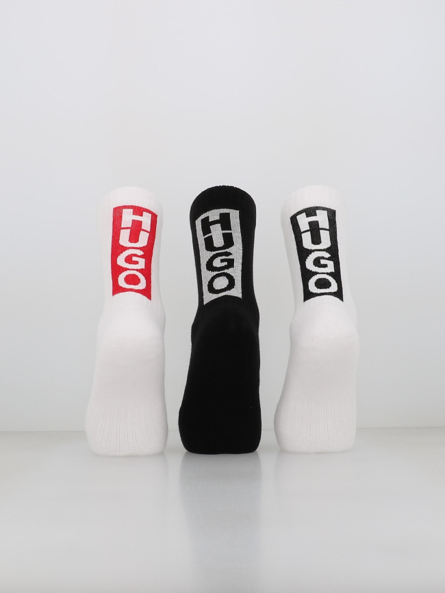 3 paires de chaussettes hautes blanc noir - Hugo