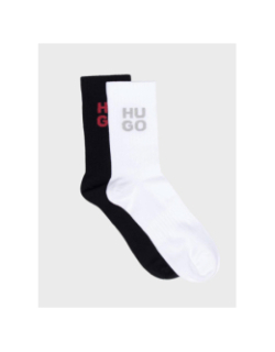 Pack 2 paires de chaussettes logo brillant noir et blanc homme - Hugo