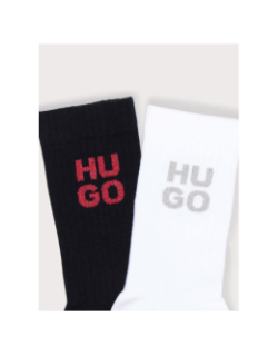 Pack 2 paires de chaussettes logo brillant noir et blanc homme - Hugo