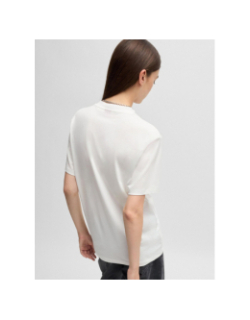 T-shirt en coton à logo floqué et strass blanc femme - Hugo