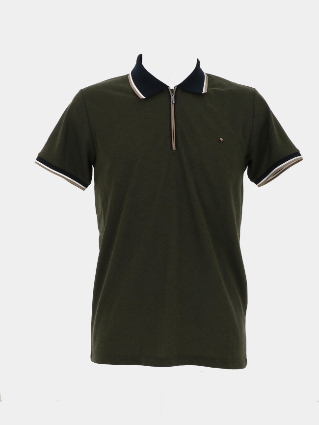 Polo zippé gadiel kaki homme - Benson & Cherry