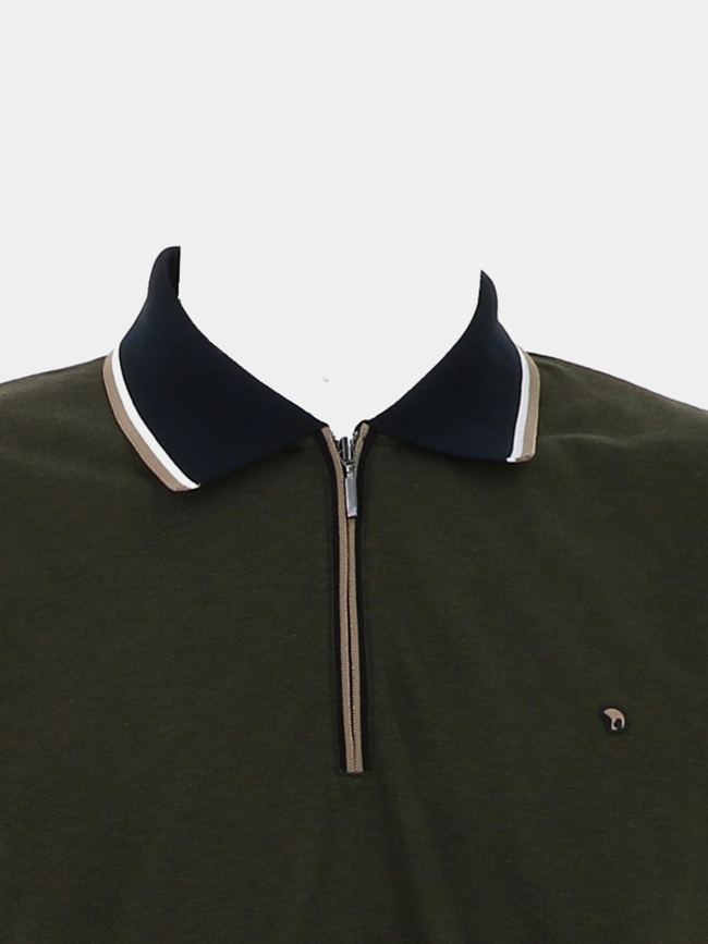 Polo zippé gadiel kaki homme - Benson & Cherry