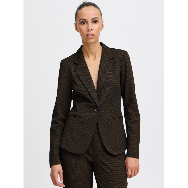 Veste blazer à carreaux ihmanse herringbone noir femme - Ichi