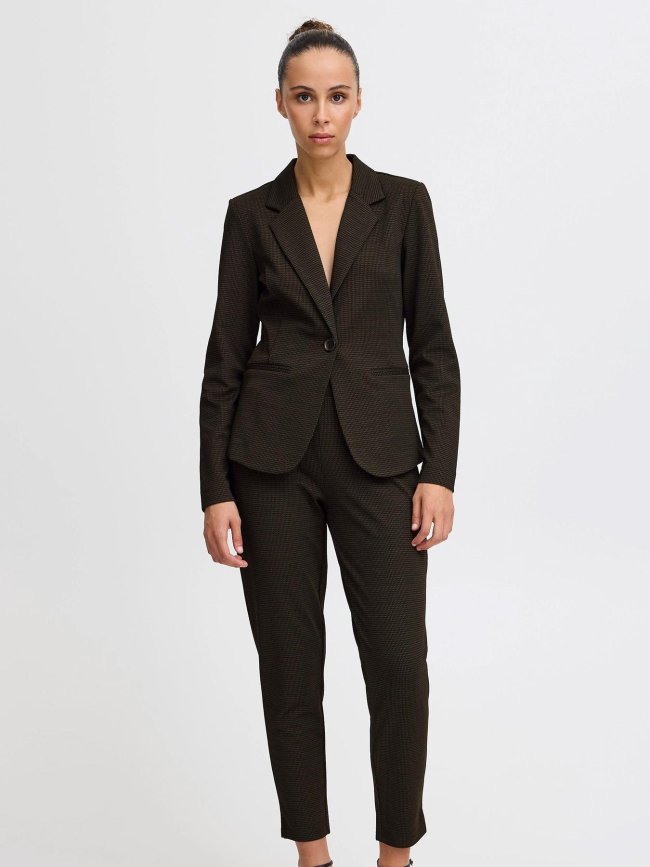 Veste blazer à carreaux ihmanse herringbone noir femme - Ichi