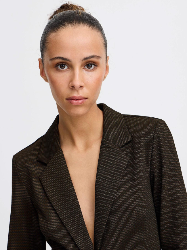 Veste blazer à carreaux ihmanse herringbone noir femme - Ichi