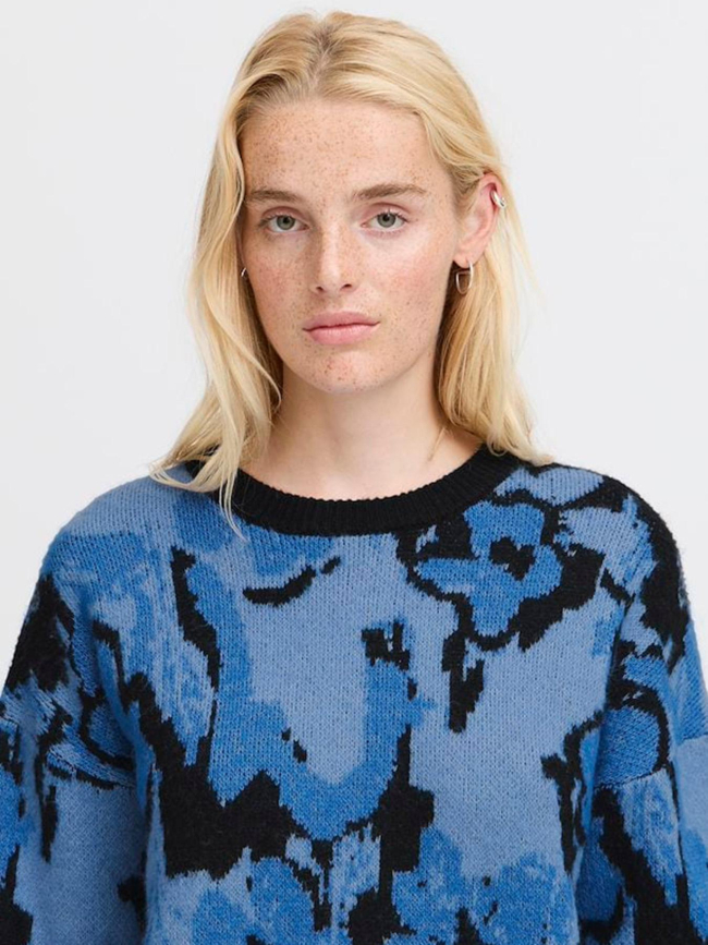 Pull à motifs povoke bleu femme - Ichi
