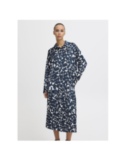 Chemisier imprimé graphi bleu marine femme - Ichi