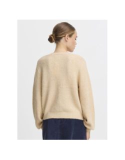 Gilet cardigan marin beige femme - Ichi