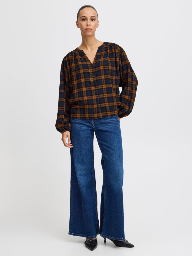 Chemisier à carreaux tamanna marron femme - Ichi