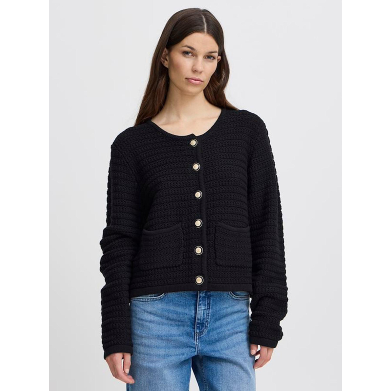 Gilet cardigan beccas noir femme - Ichi