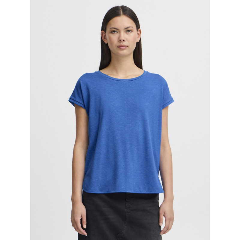 T-shirt à manches courtes pailleté rebel bleu femme - Ichi
