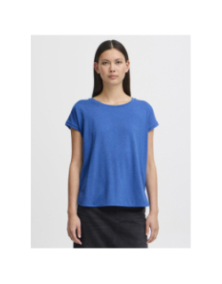 T-shirt à manches courtes pailleté rebel bleu femme - Ichi