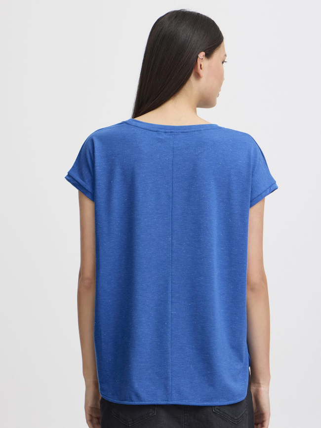 T-shirt à manches courtes pailleté rebel bleu femme - Ichi