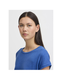 T-shirt à manches courtes pailleté rebel bleu femme - Ichi