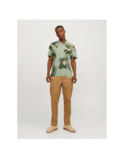 Polo manches courtes floral kaki homme - Jack & Jones