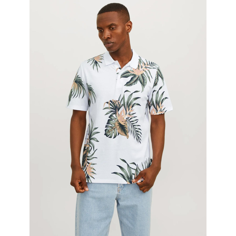 Polo manches courtes floral blanc homme - Jack & Jones