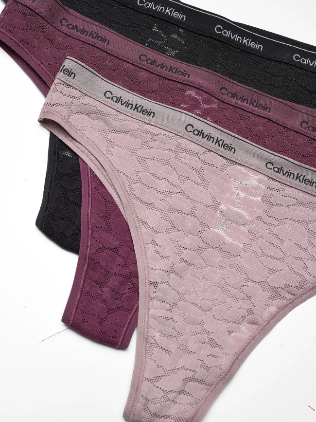Pack 3 culottes brésiliennes noir mauve femme - Calvin Klein