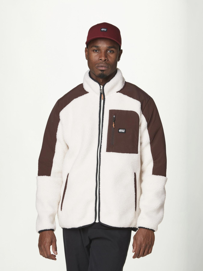 Veste polaire en sherpa style rétro quilchena blanc homme - Picture