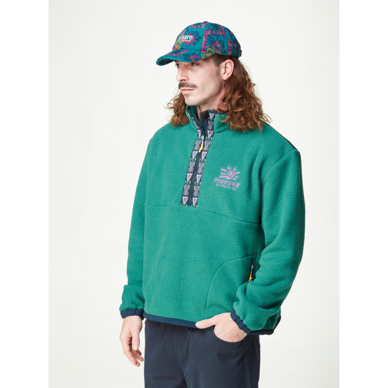 Pull en polaire sherpa à col zippé gamvik vert homme - Picture