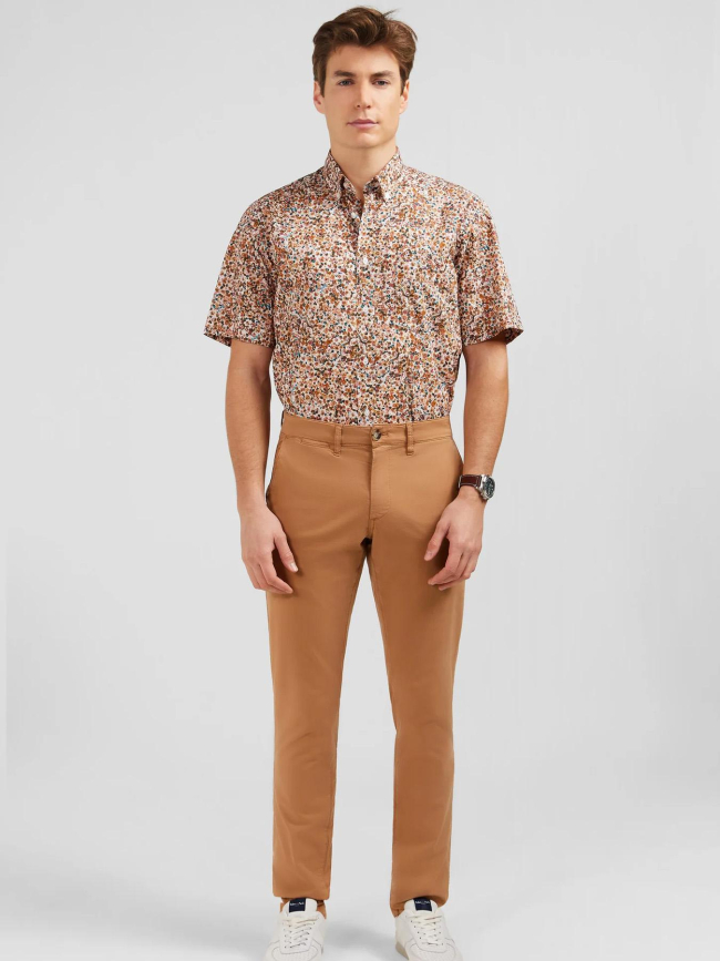 Pantalon chino slim marron noisette homme - Eden Park