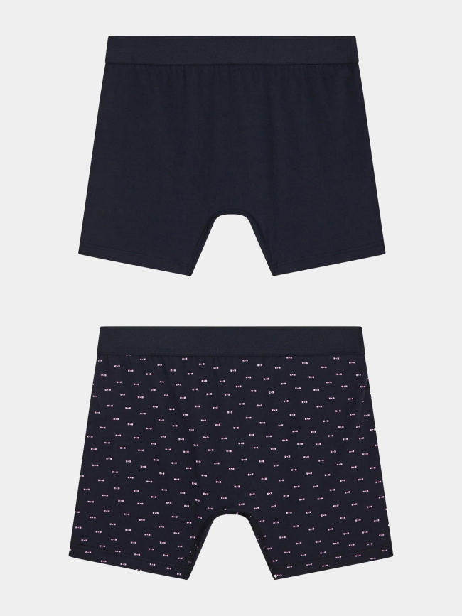 Lot 2 boxers uni et micro-motifs bleu marine homme - Eden Park