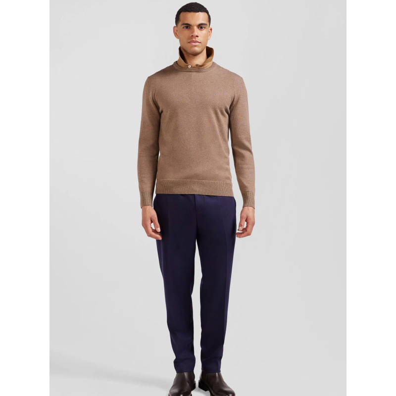 Pull col rond edinburgh marron homme - Eden Park