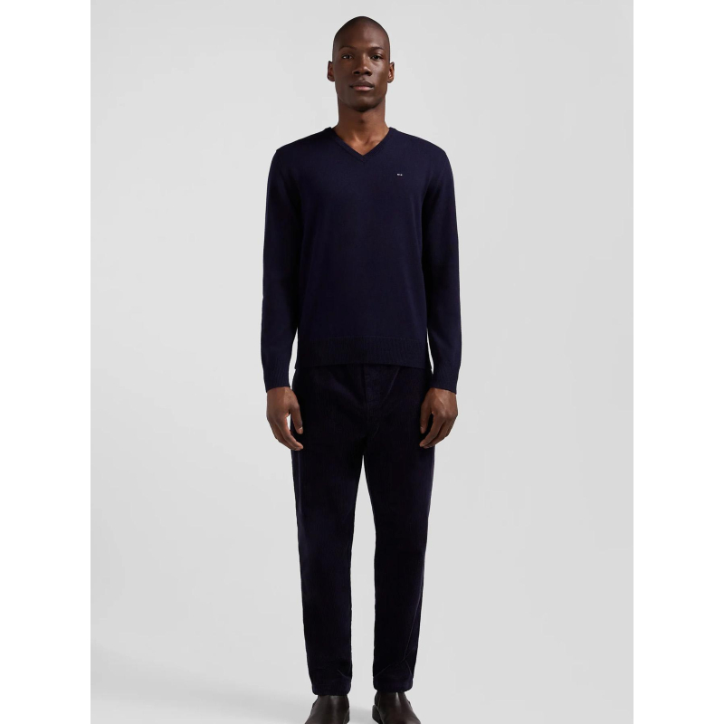 Pull en laine col v edinburgh bleu marine homme - Eden Park