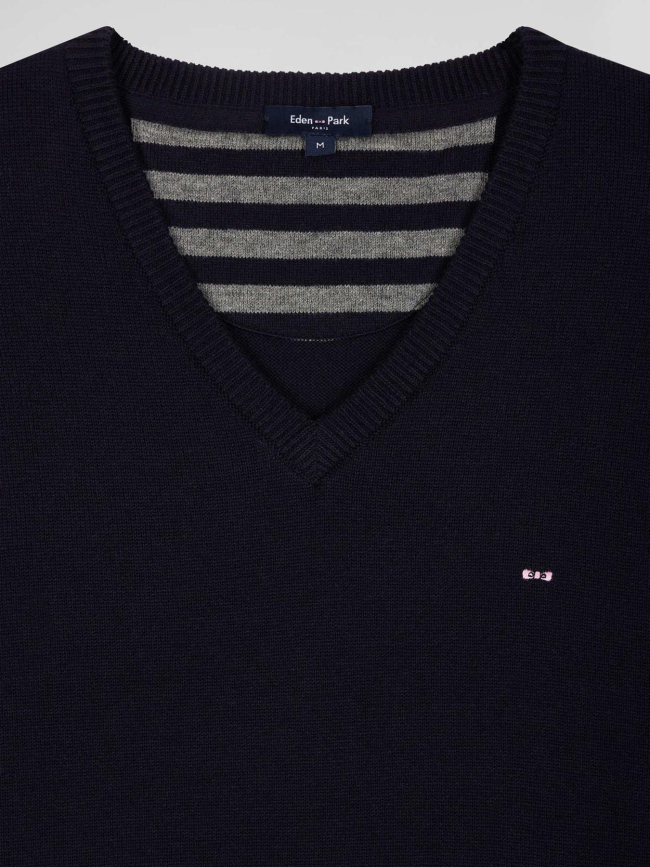 Pull en laine col v edinburgh bleu marine homme - Eden Park