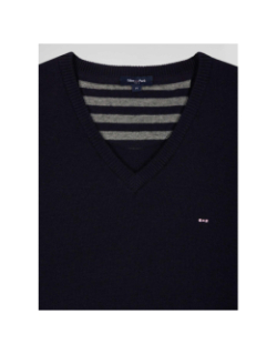 Pull en laine col v edinburgh bleu marine homme - Eden Park