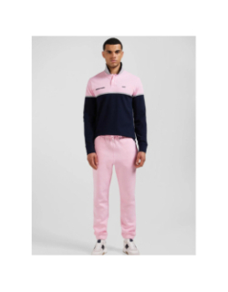 Polo à manches longues en piqué rose et bleu homme - Eden Park