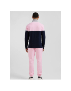 Polo à manches longues en piqué rose et bleu homme - Eden Park