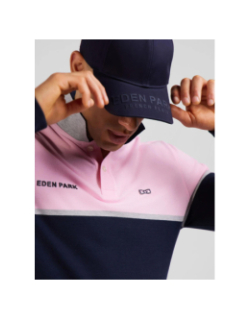 Polo à manches longues en piqué rose et bleu homme - Eden Park
