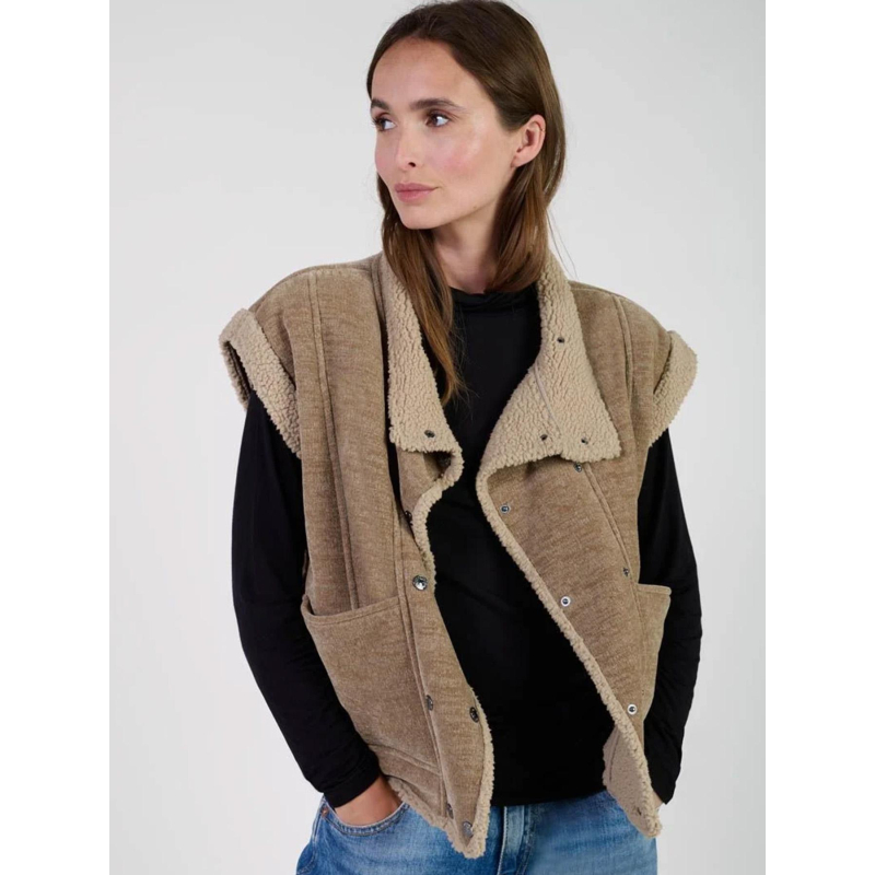 Veste sans manche fuji marron femme - Le Temps Des Cerises
