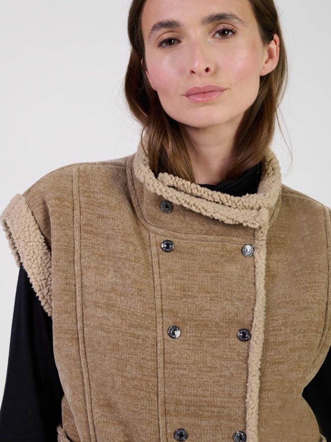 Veste sans manche fuji marron femme - Le Temps Des Cerises