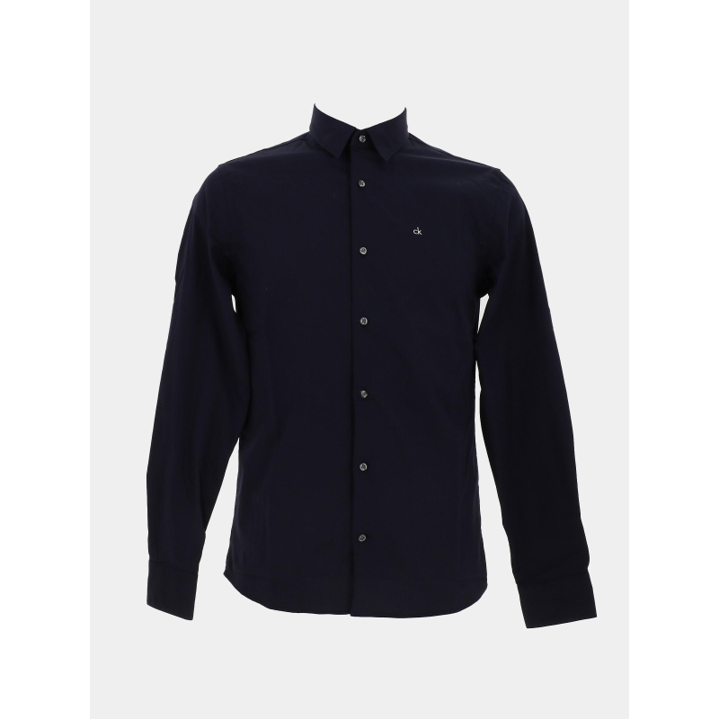 Chemise slim stretch poplin bleu marine homme - Calvin Klein