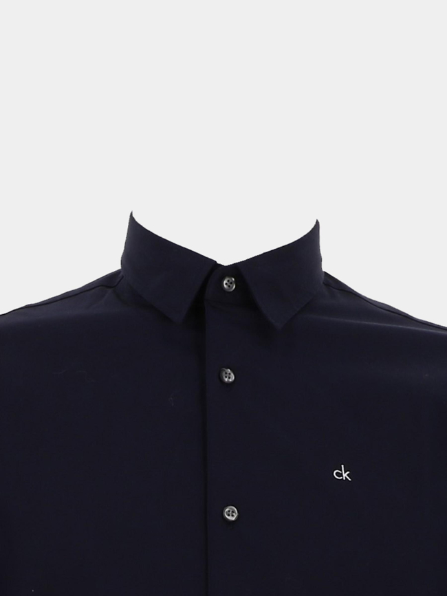 Chemise slim stretch poplin bleu marine homme - Calvin Klein