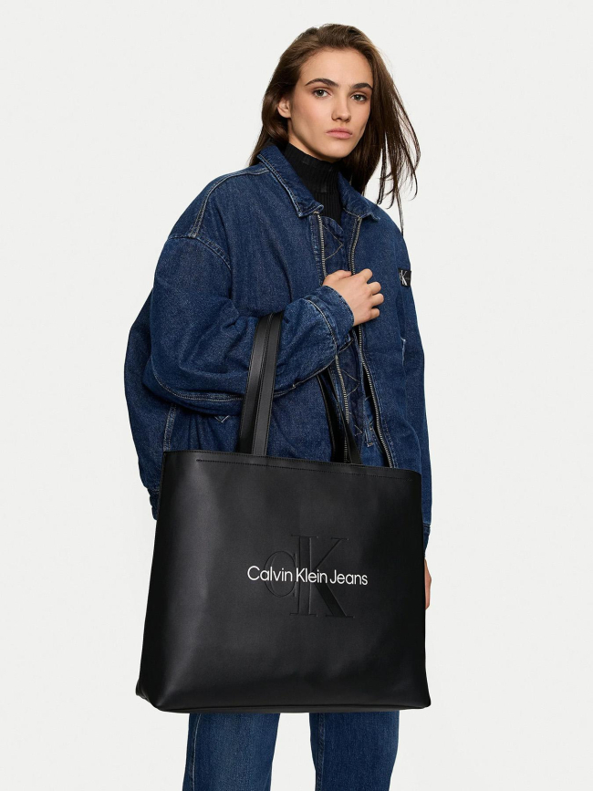 Sac cabas sculpted slim noir femme - Calvin Klein Jeans